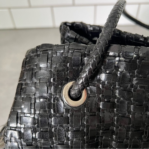 CALONGE Leather Tassel Woven Bag - Picture 6 of 15